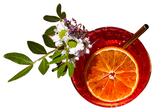 Photo vue du dessus d'un cocktail créatif et coloré nommé Diva servi au restaurant Guarà